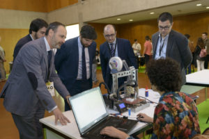 Fernando López Miras, visitó el Auditorio Víctor Villegas de Murcia, sede del Congreso, acompañado del consejero de Empleo, Universidades, Empresa y Medio Ambiente, Javier Celdrán,